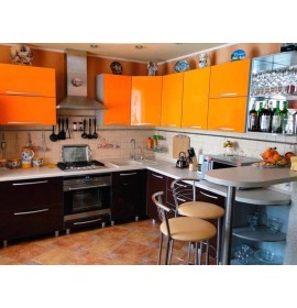 Кухня пластик оранжевая глянец