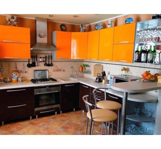 Кухня пластик оранжевая глянец